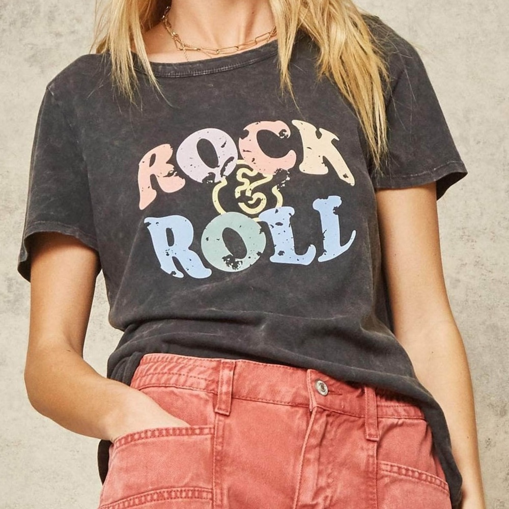 . Rock & Roll Mineral Wash Short Sleeve Graphic T-Shirt - Picture 7 of 14